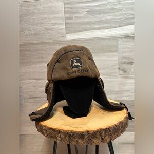 John Deere Trapper Hat Sherpa Lined Brown Winter Hat Ear Flap Cap